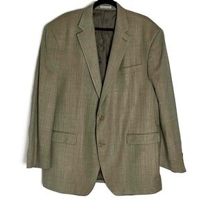 Lauren Ralph Lauren‎ Beige Silk Wool Single Breasted 2-Button Suit Jacket Sz 46L